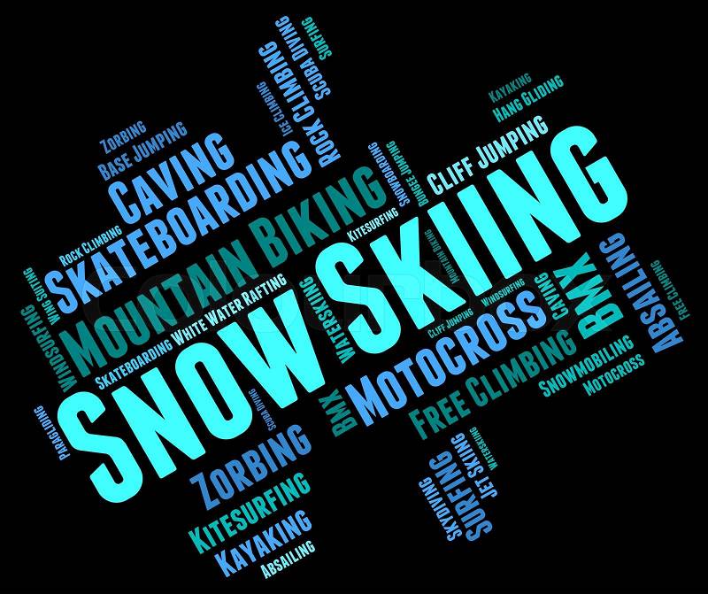 Snow Skiing Means Winter Sports And Mountain-Skier, stock photo