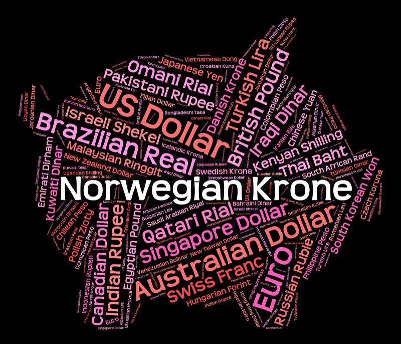 Norwegian Krone Showing Currency Exchange And Krones, stock photo