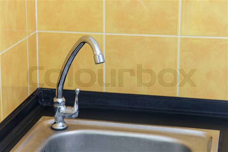 Faucet is Turn on and Turn off the water, stock photo