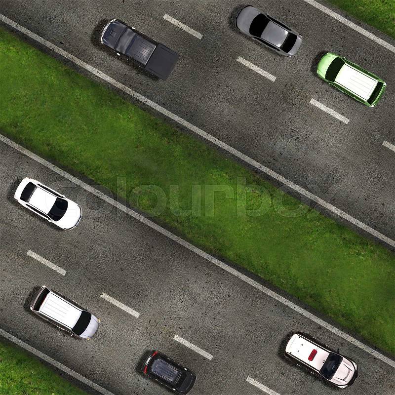 Aerial view over the road and highway, stock photo
