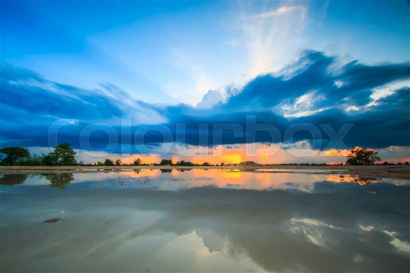 Sunset blue sky and clouds Storm clouds backgrounds, stock photo