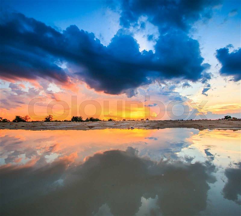 Sunset blue sky and clouds Storm clouds backgrounds, stock photo