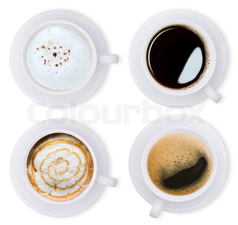 Coffee isolated white collection set with clipping path, stock photo