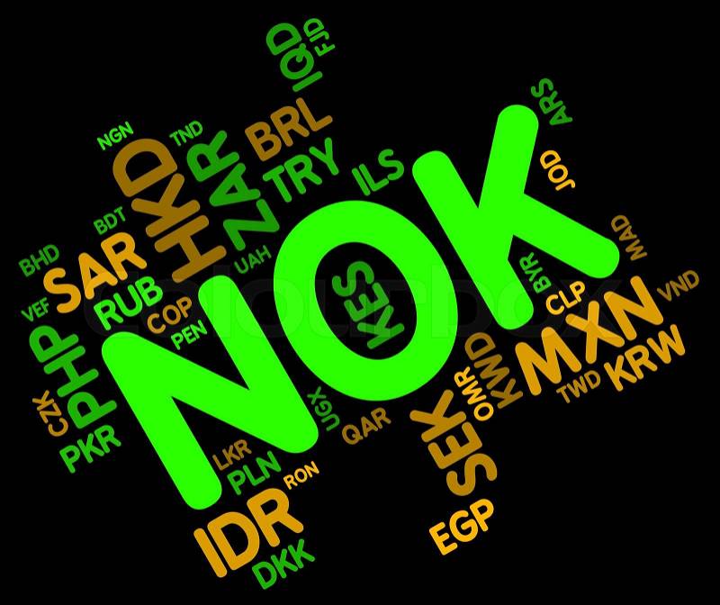 Nok Currency Indicates Norwegian Krone And Exchange, stock photo