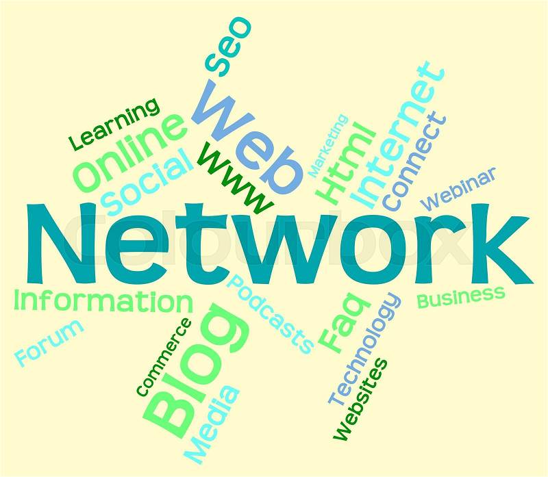 Network Word Indicating Words Communication And Wordcloud , stock photo