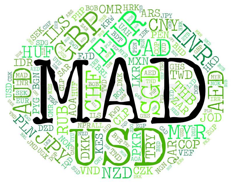 Mad Currency Showing Worldwide Trading And Banknotes, stock photo