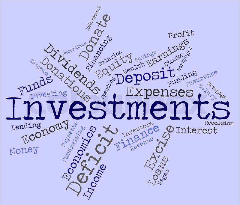 Investments Word Showing Shares Wordcloud And Portfolio , stock photo