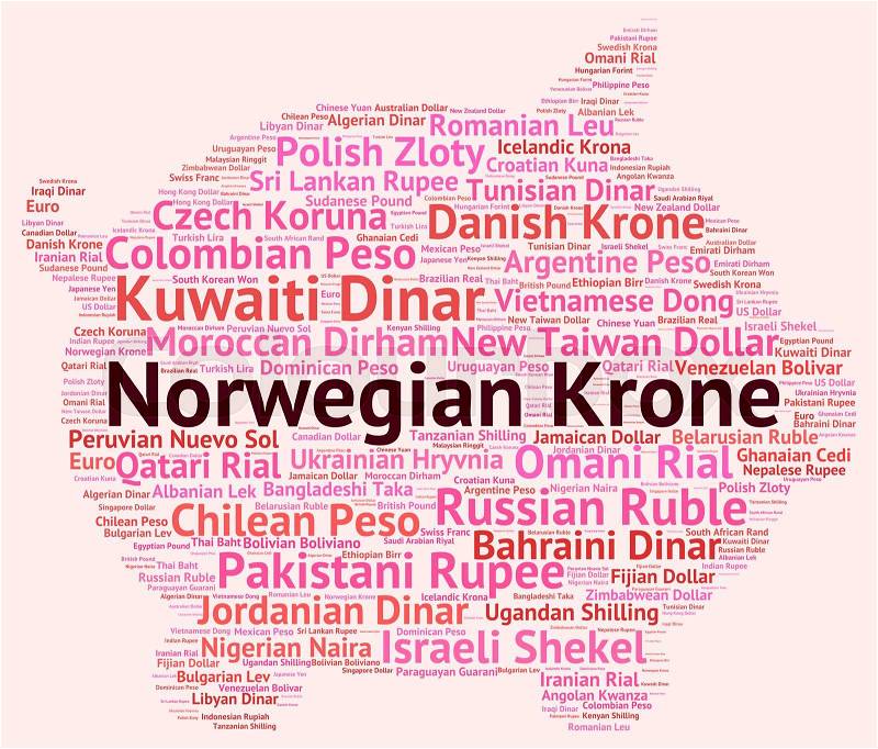 Norwegian Krone Indicates Worldwide Trading And Exchange, stock photo