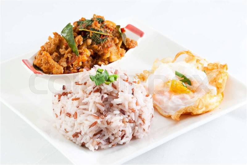 Thailand spicy food. Thailand food with spices and pork with spicy ingredient, stock photo