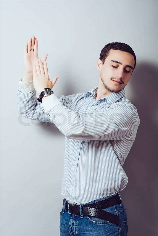 Man claps and applauding, stock photo