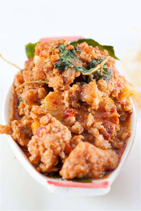 Thailand spicy food. Thailand food with spices and pork with spicy ingredient, stock photo