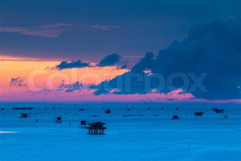 Thailand nature landscape. background with sea house Gulf of Thailand, stock photo