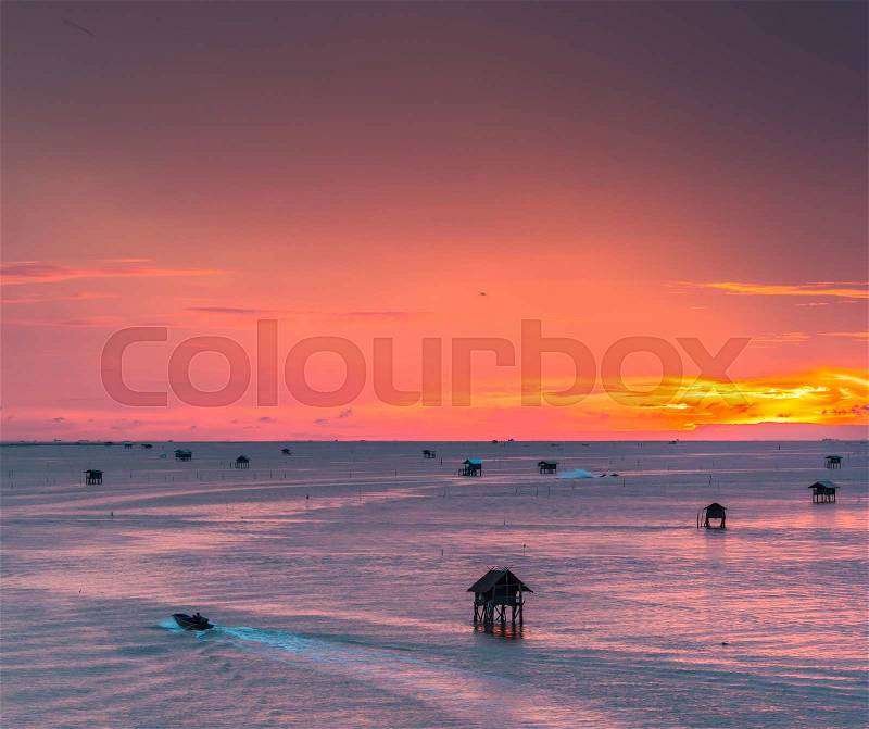Thailand nature landscape. background with sea house Gulf of Thailand, stock photo