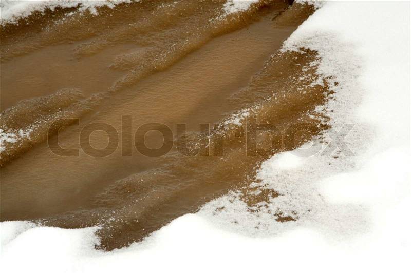 Small pool covered with a snow, stock photo