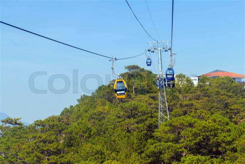 Cable Car at Robin Hill, Truc Lam Dalat, Vietnam, stock photo