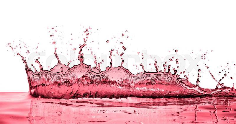 Splashing red wine on white background, stock photo
