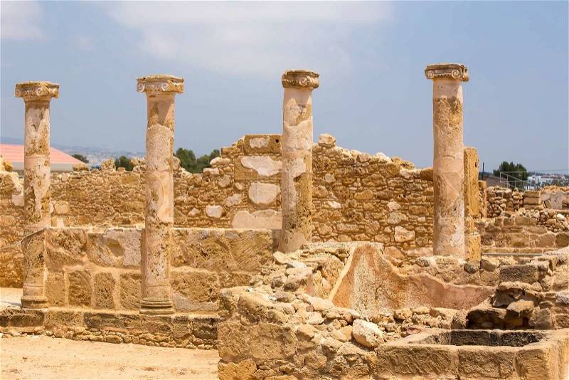 Ruins of ancient Paphos on the island of Crete, stock photo