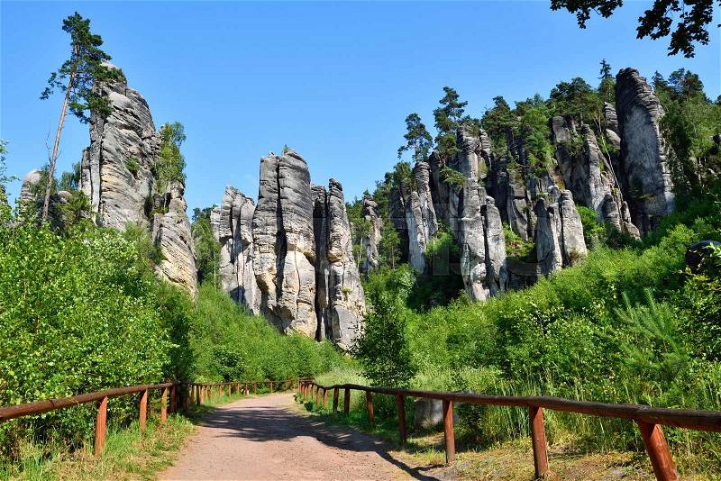 High rock towers in Bohemian paradise, stock photo