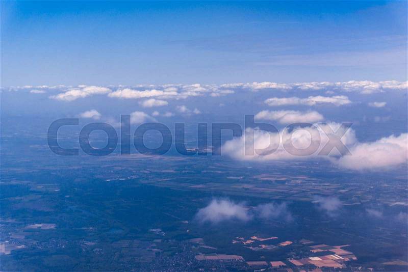 Aerial view from plane. Germany, stock photo
