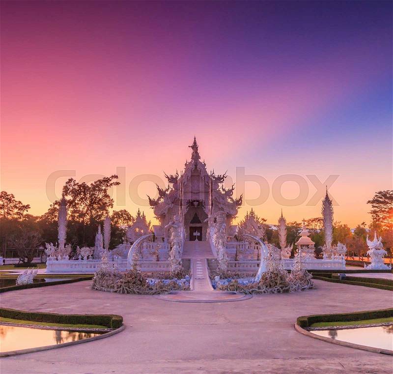 Wat Rong Khun Thai temple - at Chiang rai Province Asia Thailand, They are public domain or treasure of Buddhism, no restrict in copy or use, stock photo