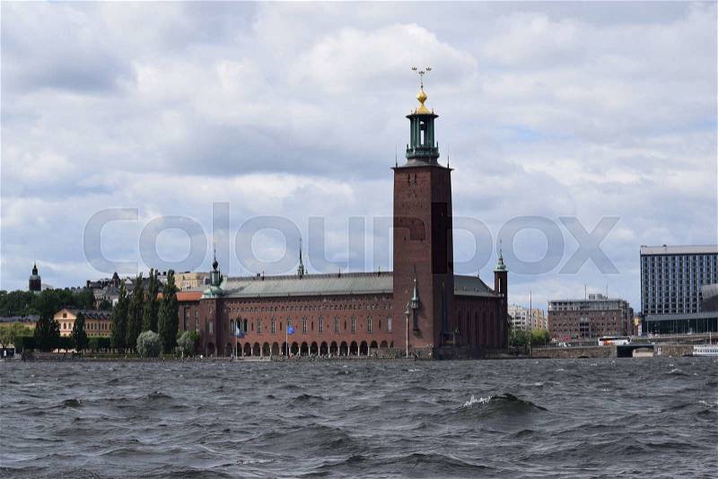 Sight seeing Stockholm from the water, stock photo