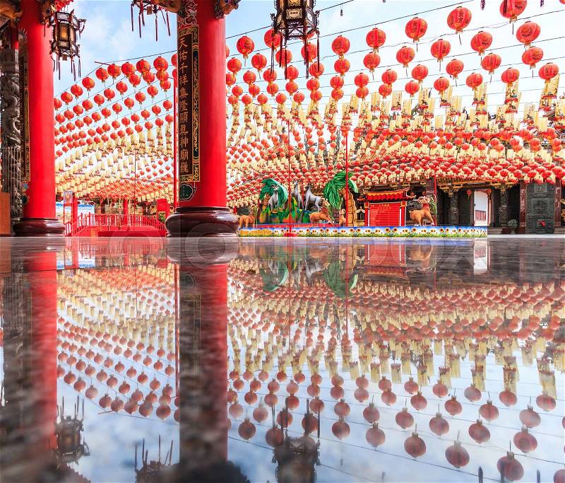 Lighting decorations in the Chinese New Year in Chinese temple. They are public domain or treasure of Buddhism, no restrict in copy or use, stock photo