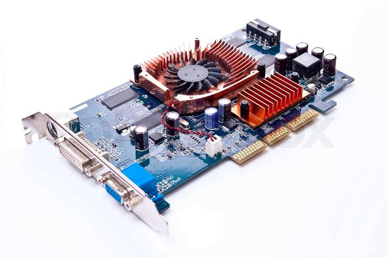 PC hardware video card isolated on white, stock photo