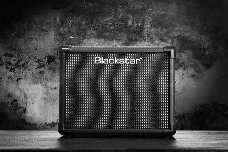WROCLAW,POLAND - JUL 29, 2015: Blackstar Core ID 10 guitar amplifier. Blackstar Amplification is a UK-based manufacturer of guitar amplifiers and effects, stock photo