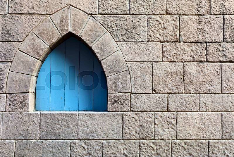 Window in stone wall , the middle ages , Spain, stock photo