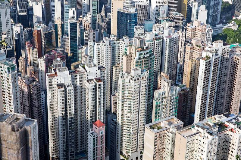 Crowded Apartment Building in Hong Kong, stock photo