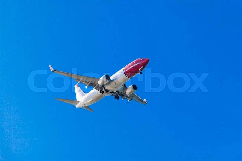 FARO,PORTUGAL-MAY 09:Airliner of Norwegian air shuttle at Faro International Airport, May 09, 2015 in Faro, Portugal.Norwegian is the third largest low-cost carrier in Europe, stock photo