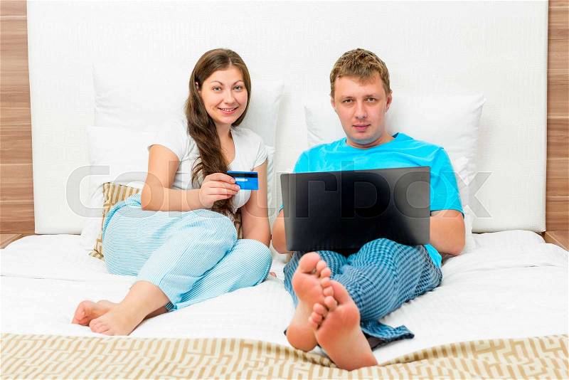 Man and woman make orders an online home, stock photo