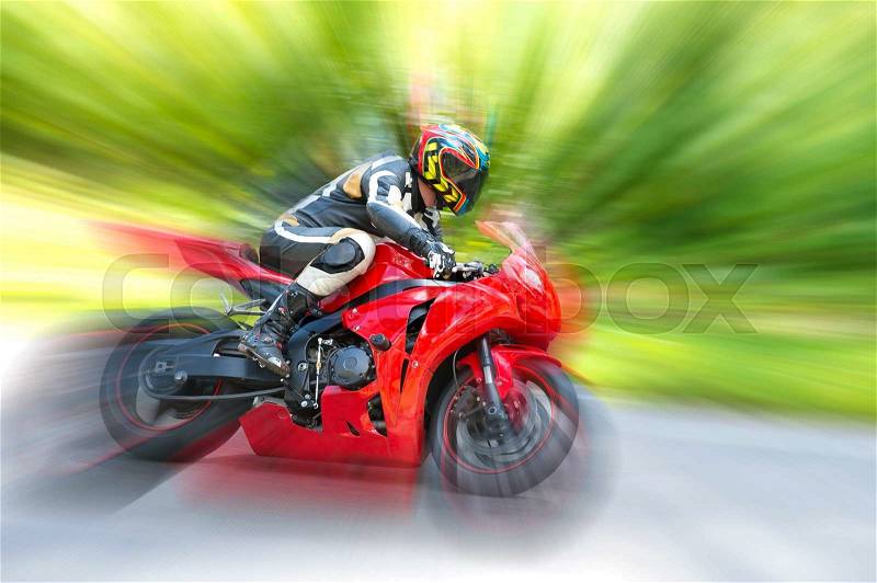 Dynamic and realistic motorbike racing, stock photo