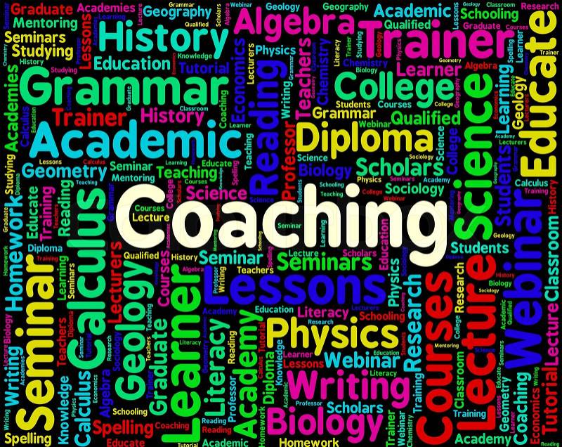 Coaching Word Indicates Webinar Trainers And Teachers, stock photo