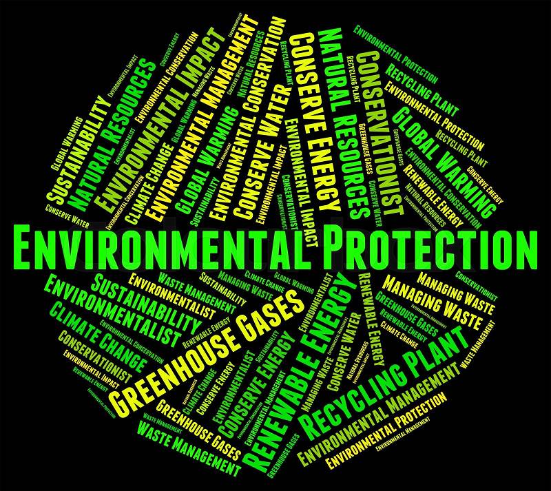 Environmental Protection Means Save Conserving And Word, stock photo