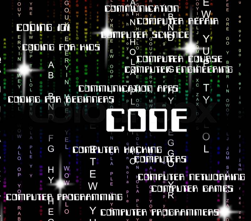 Code Word Indicates Program Programs And Software, stock photo