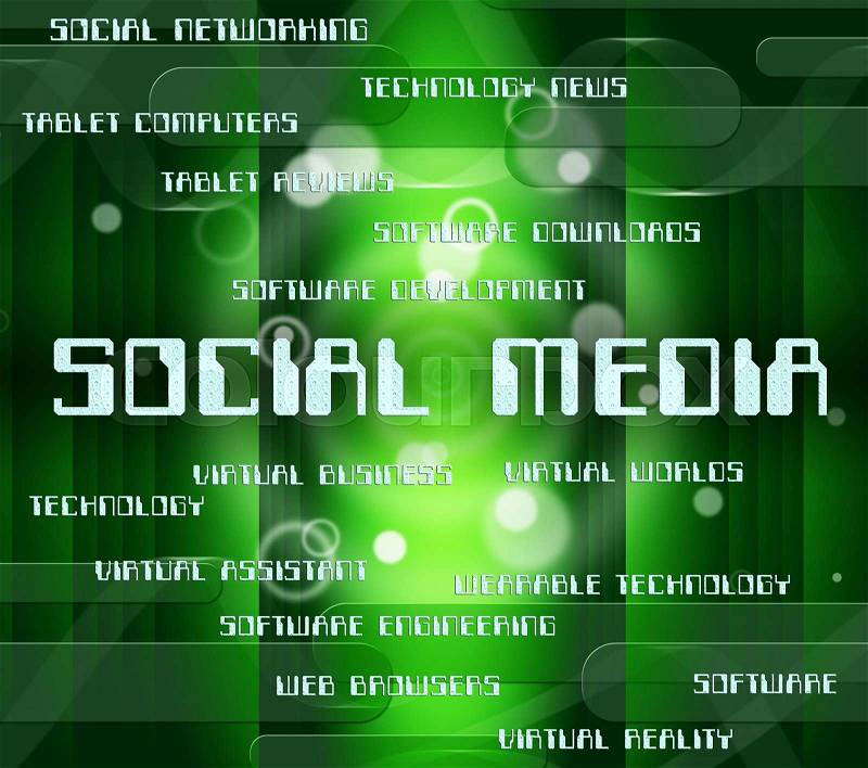 Social Media Showing News Feed And Multimedia, stock photo