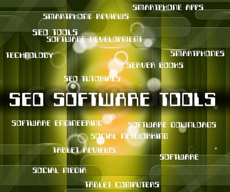 Seo Software Tools Indicates Optimizing Websites And Optimization, stock photo