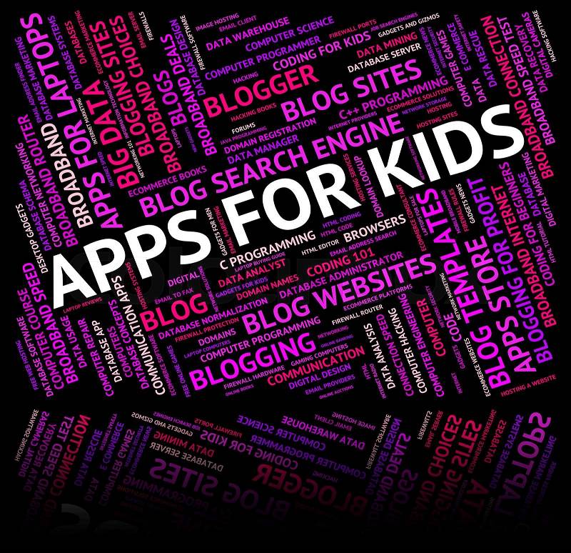 Apps For Kids Indicates Application Software And Internet, stock photo