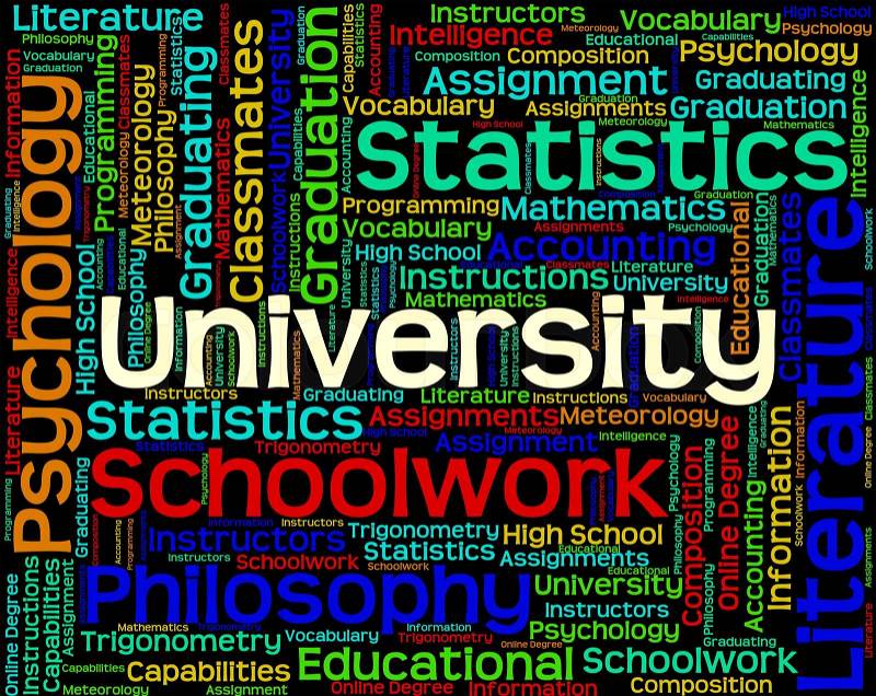 University Word Shows Educational Establishment And Academy, stock photo