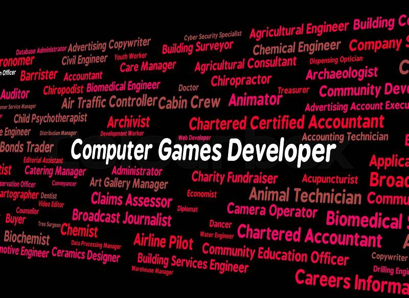 Computer Games Developer Represents Play Time And Communication, stock photo