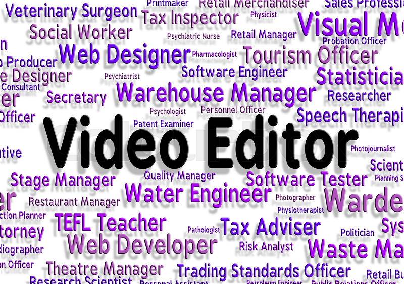 Video Editor Representing Audio Visual And Employment, stock photo