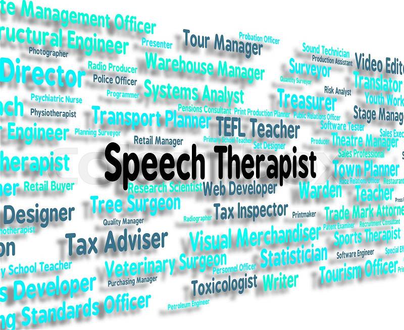 Speech Therapist Indicating Speak Position And Employee, stock photo