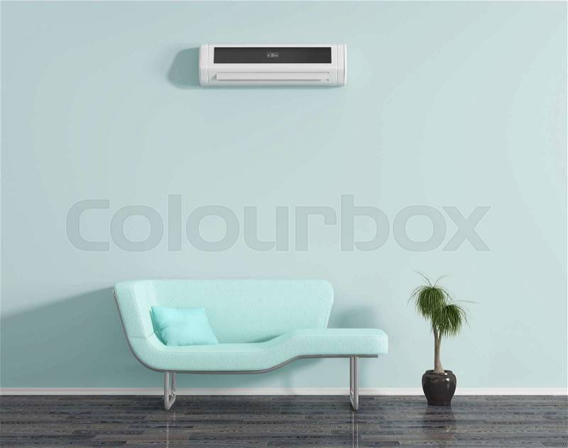 Blue room air conditioning, and sofa, stock photo