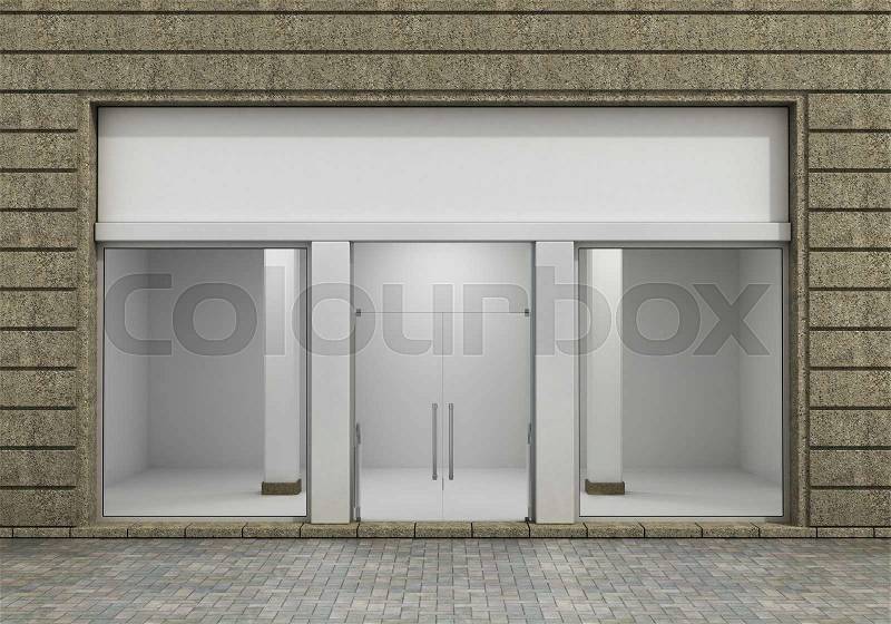 Modern Empty Store Front with Big Window, stock photo