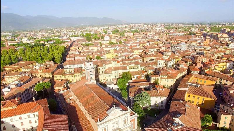 Pisa. Overhead view of city streets - Tuscany, Italy, stock photo