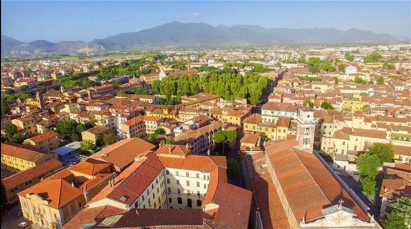 Pisa. Overhead view of city streets - Tuscany, Italy, stock photo
