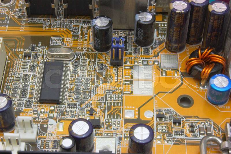 Close-up mother board. High technology industry, stock photo