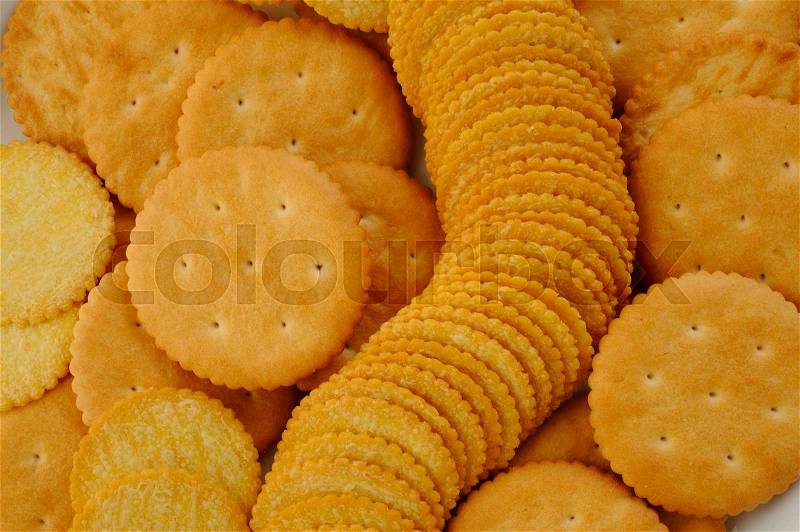Salty crackers background, stock photo