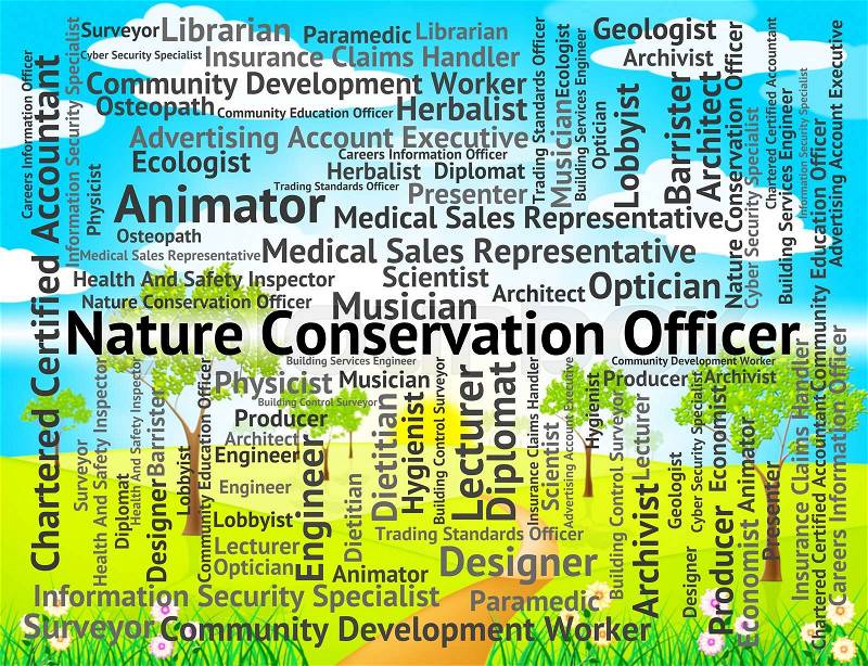 Nature Conservation Officer Indicates Eco Friendly And Administrators, stock photo